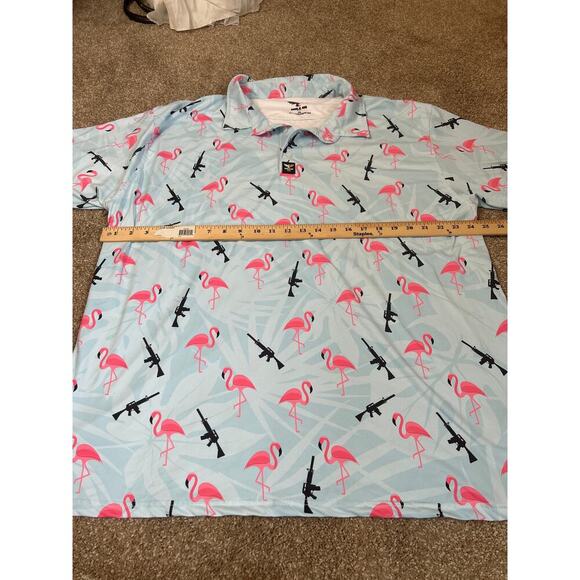 EAgle six Golf Polo flamingo gun pale blue funny Moisture wicking Athletic  XXL - Picture 4 of 6
